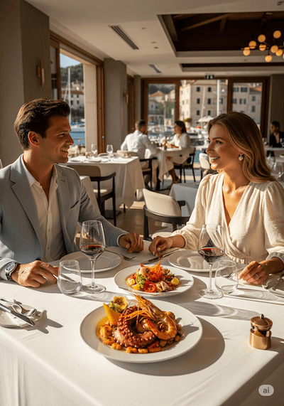 Elegant restaurant terrace in Hvar Town